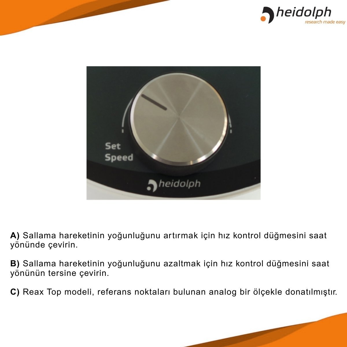 heidolph reax top özellikleri