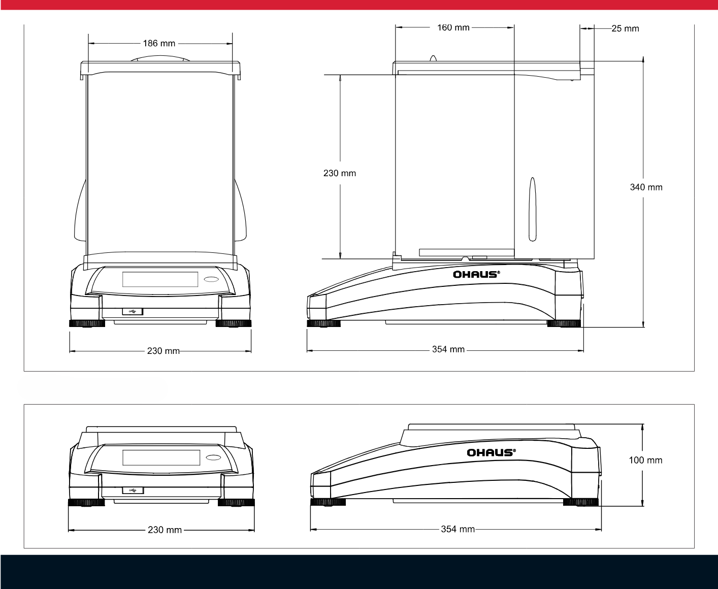 ohaus ax623 boyutları