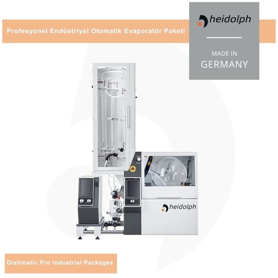 HEIDOLPH Hei-VOLUME Distimatic Pro Industrial Paketi - Yüksek Performanslı Distilasyon Paketi A2 Tipi Cam Ekipmanı - Otomatik Atık Sistemi Dahil