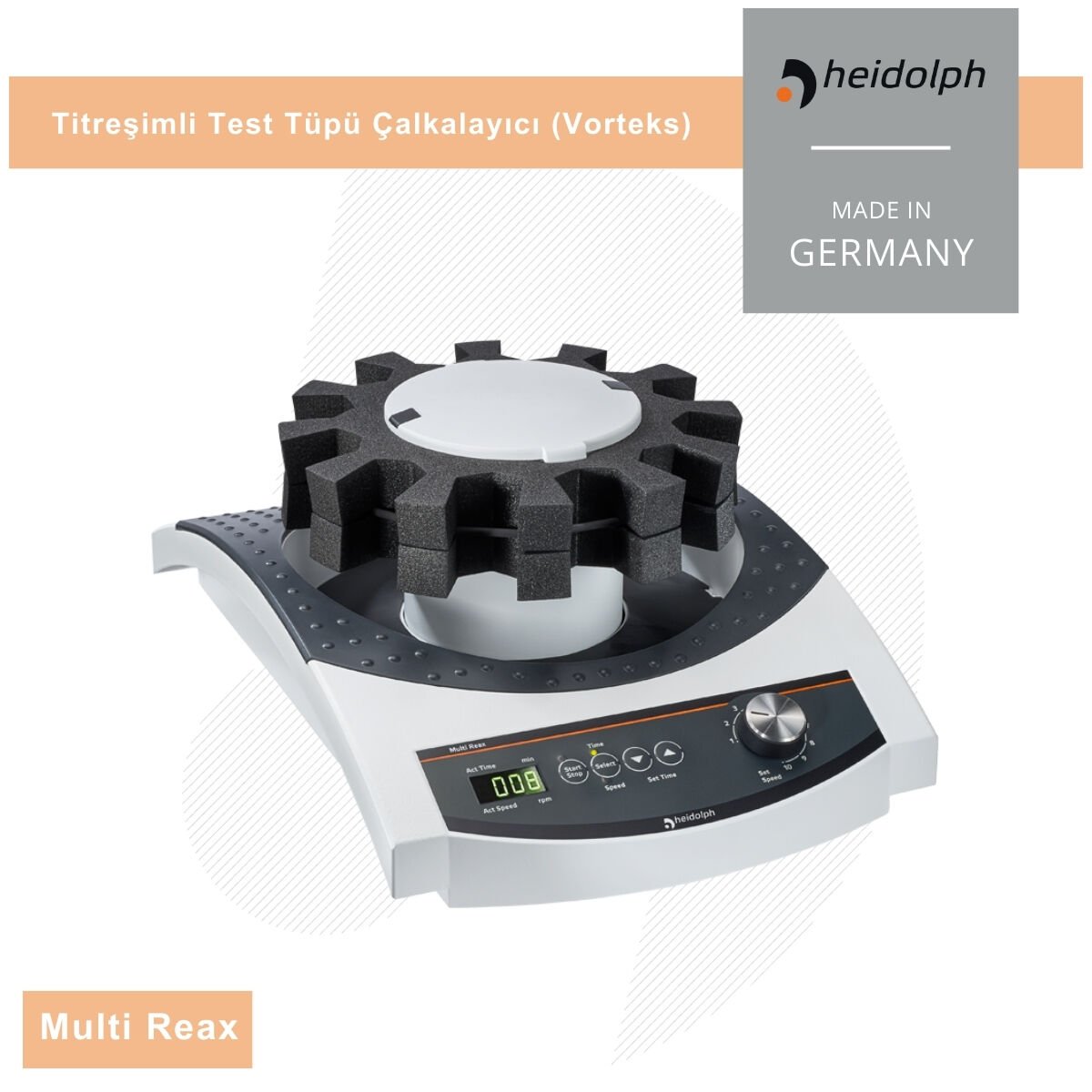 HEIDOLPH Multi Reax Tüp Karıştırıcı (Vorteks) 150–2.000 rpm 115V