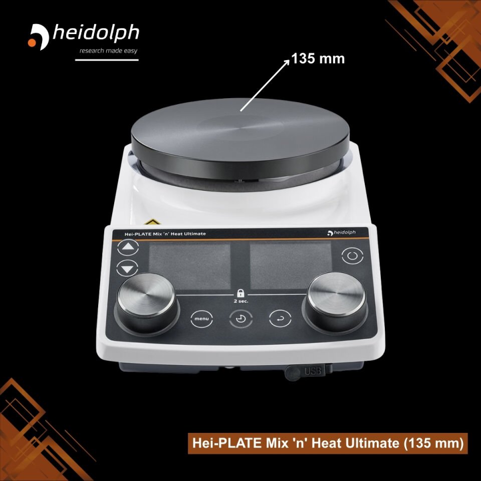 HEIDOLPH Hei-PLATE Mix 'n' Heat Ultimate Manyetik Karıştırıcı 100 – 1.400 rpm 135 mm