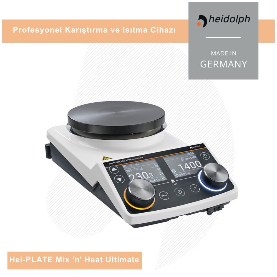HEIDOLPH Hei-PLATE Mix 'n' Heat Ultimate Manyetik Karıştırıcı 100 – 1.400 rpm 145 mm