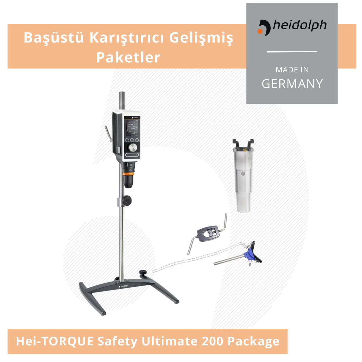 HEIDOLPH Hei-TORQUE Safety Ultimate 200 Paketi – Profesyonel Başüstü Karıştırıcı Paketi