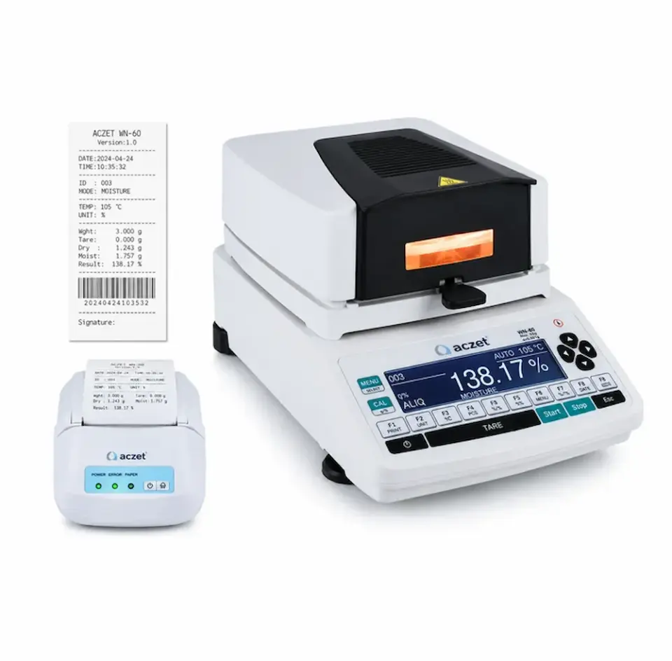 Aczet MB-200 GLP/GMP Uyumlu Nem Tayin Cihazı | 200 g / 0,001 g | Halojen Isıtmalı Nem Analizörü