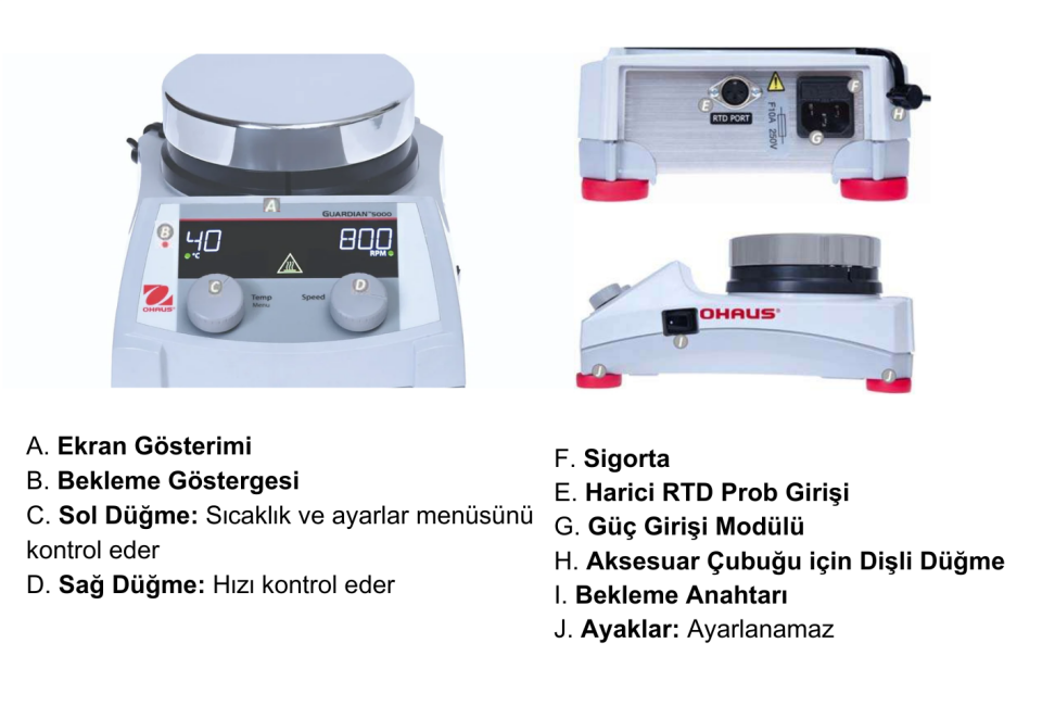 OHAUS e-G51HSRDM Guardian 5000 Serisi Isıtıcılı Manyetik Karıştırıcı