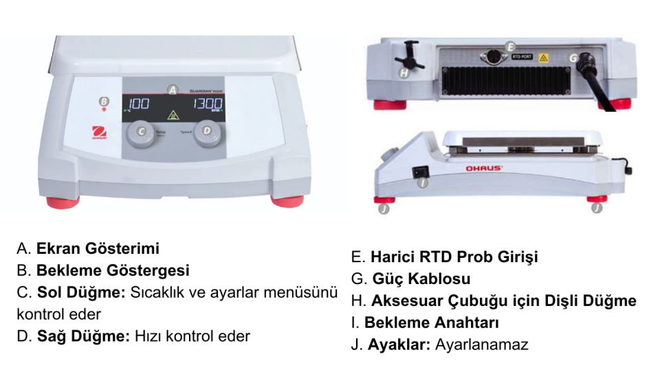OHAUS e-G51HS10C Guardian 5000 Serisi Isıtıcılı Manyetik Karıştırıcı