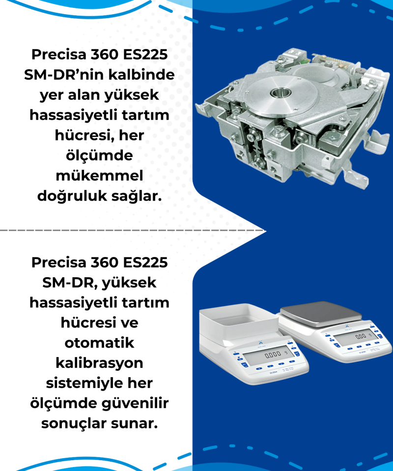 PRECISA ES 225 SM-DR Yarı Mikro Terazi - 102 g/225 g & 0.01 mg/0.1 mg