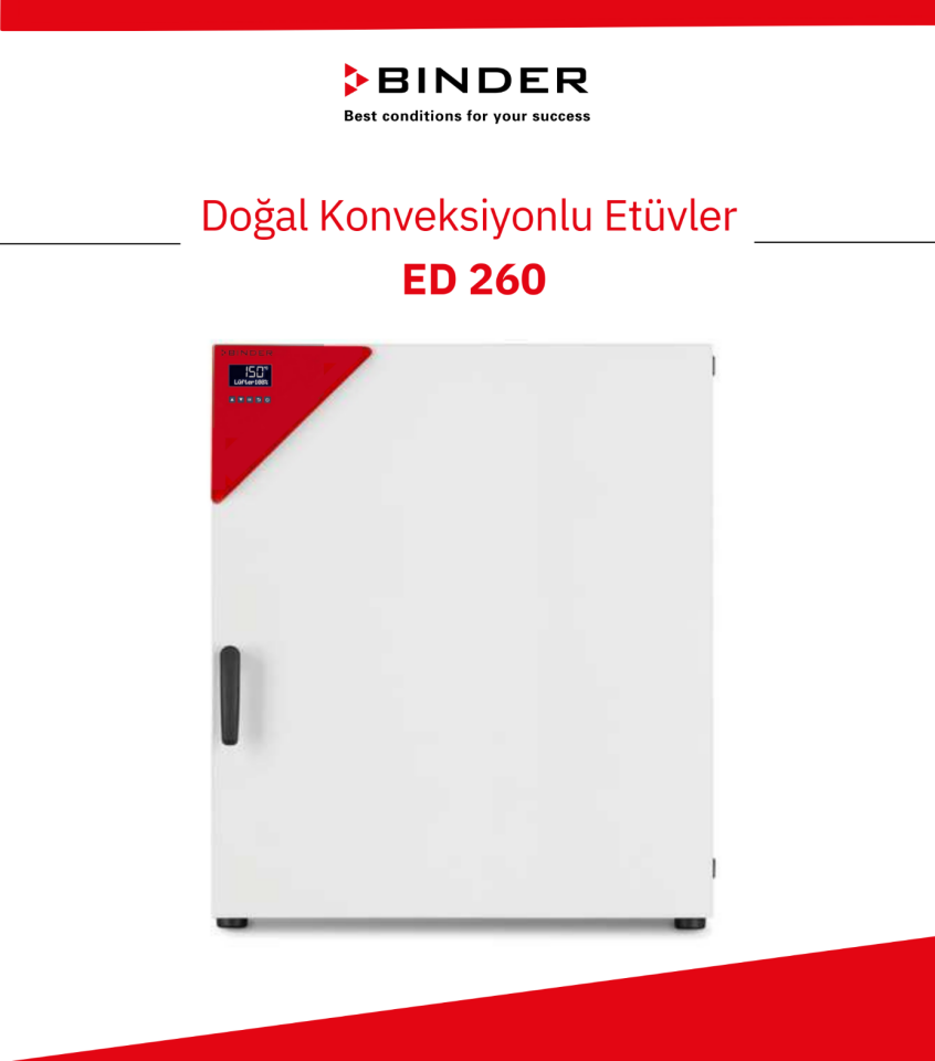 BINDER ED 260 Doğal Konveksiyonlu Etüv - %30 Enerji Tasarrufu