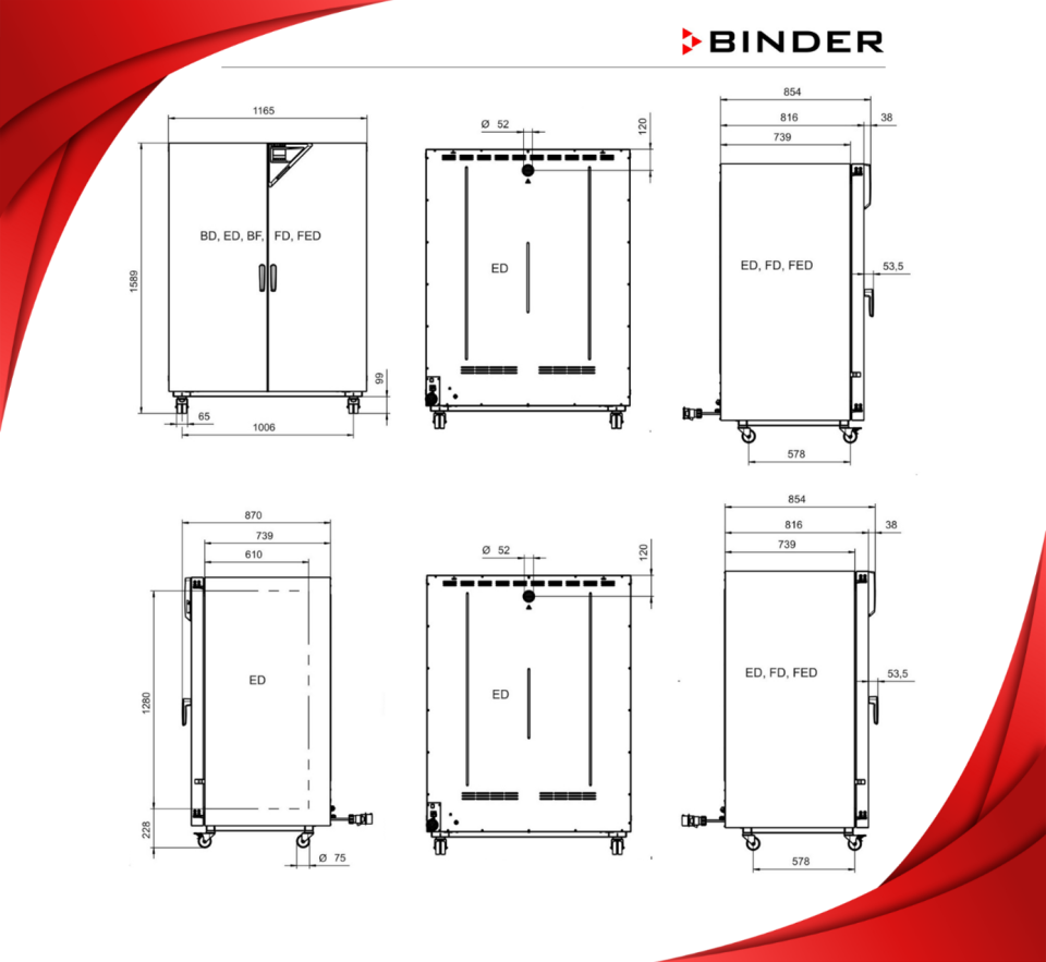 BINDER ED 720 Doğal Konveksiyonlu Etüv - %30 Enerji Tasarrufu