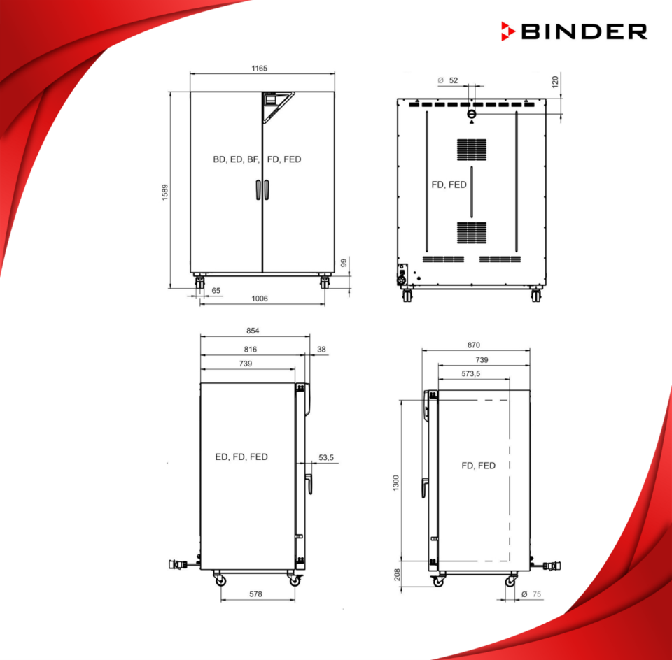BINDER FED 720 Fanlı Etüv – APT.line™ & PID Kontrol