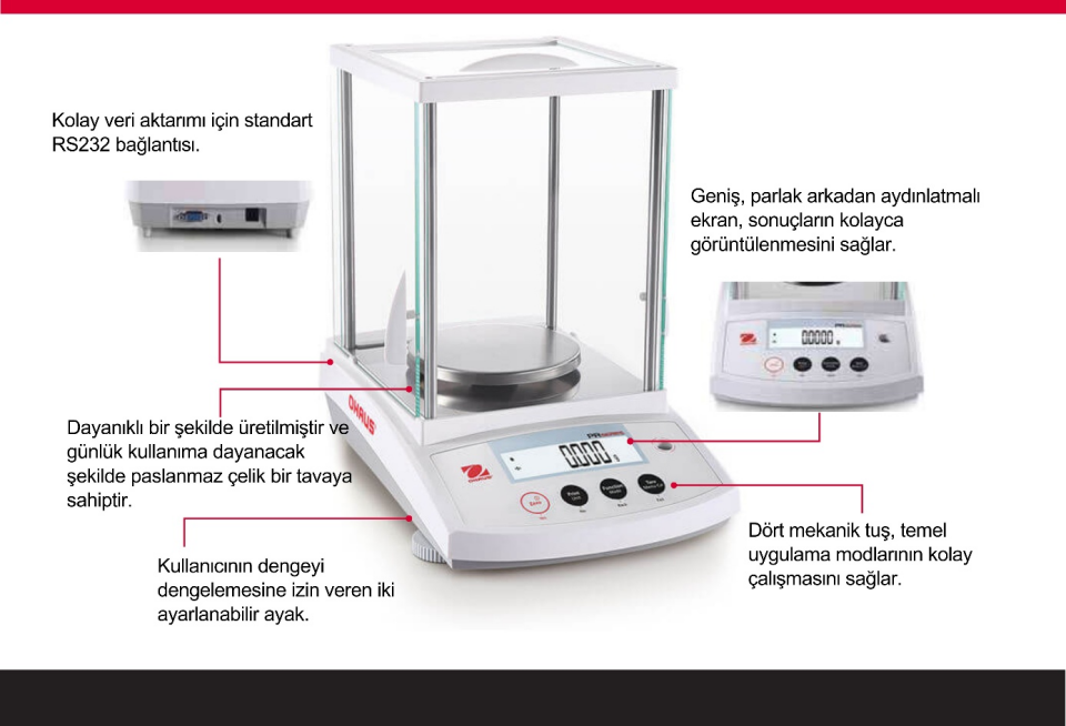 OHAUS PR423/E Yarı Analitik Terazi 420 gr/0,001 gr