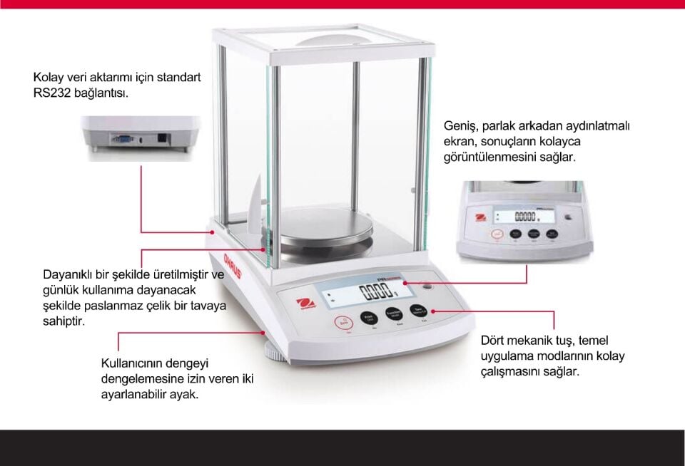 OHAUS PR523 Yarı Analitik Terazi 520 gr/0,001 gr