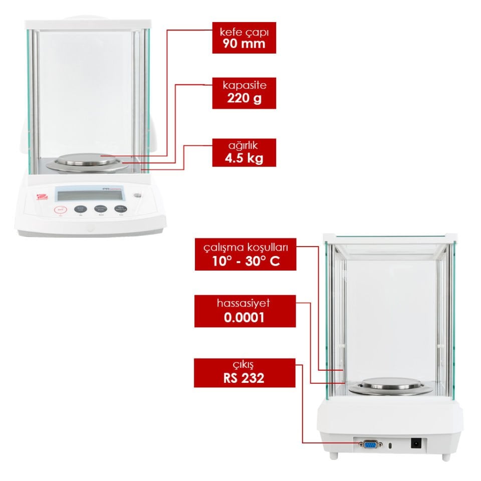 Ohaus PR224 Analitik Terazi 220g/0,0001g