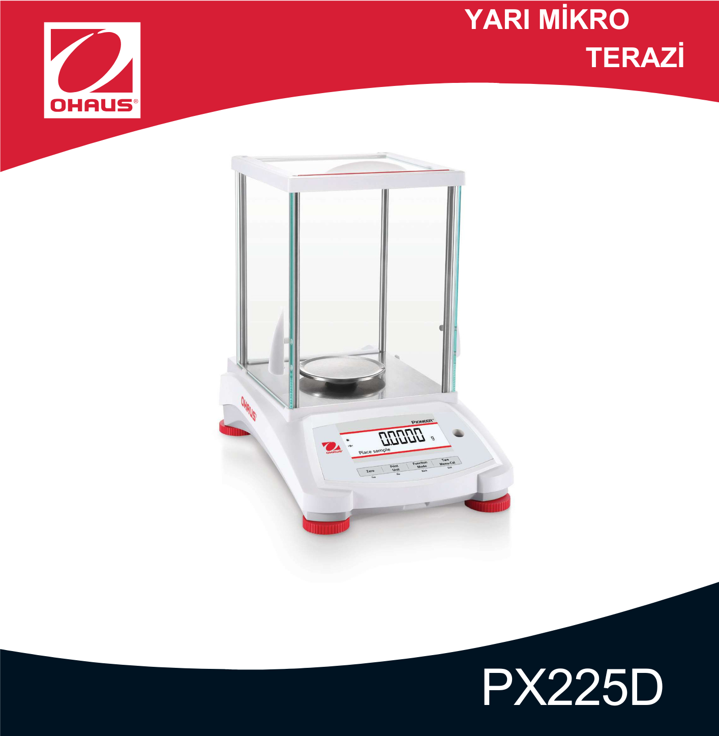OHAUS PX225D Yarı Mikro Terazi 82/220 gr | 0.01 mg/0.1 mg