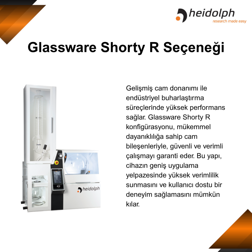 HEIDOLPH Hei-VAP Industrial – Yüksek Performanslı Rotary Evaporatör Shorty R Tipi Cam Ekipmanı