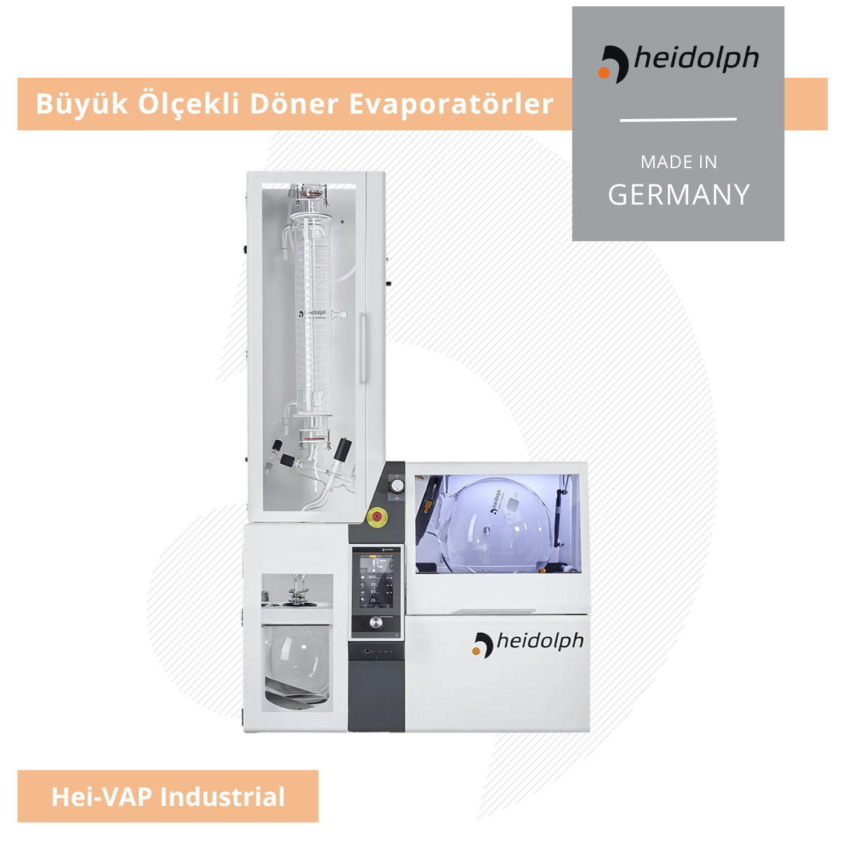 HEIDOLPH Hei-VAP Industrial – Yüksek Performanslı Rotary Evaporatör Shorty RC Tipi Cam Ekipmanı